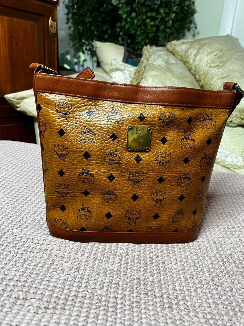 Vintage MCM Cognac Visetos Hobo Shoulder Bag